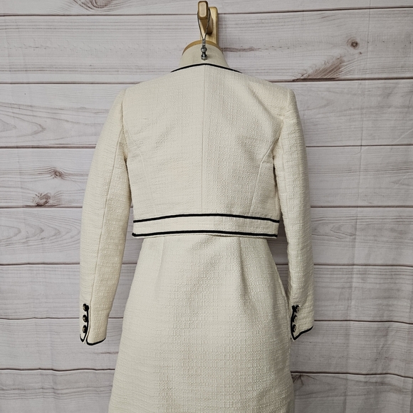 LoveShackFancy Talika Tweed Jacket With Bows In Cream And Black Sz 4 - Picture 11 of 14